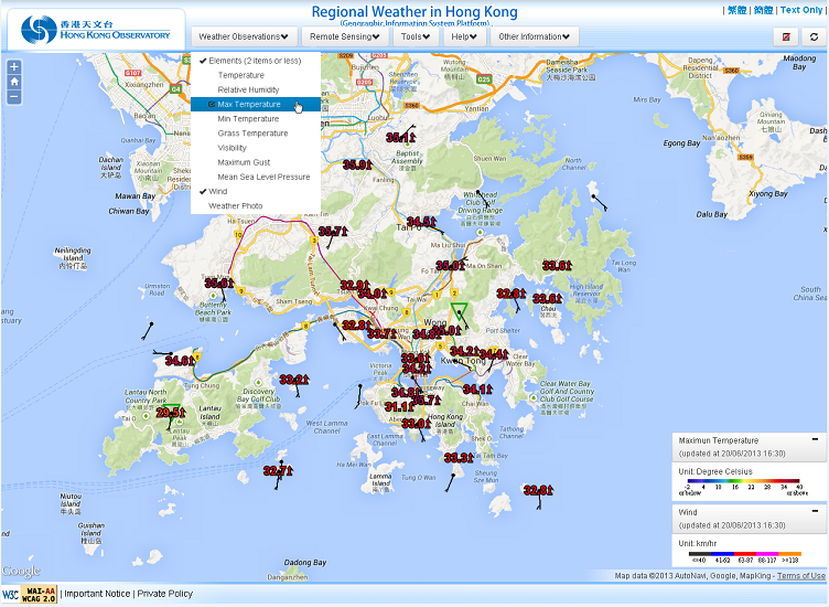 User Guide to the Regional Weather in Hong Kong (Geographic Information