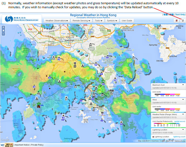 User Guide to the Regional Weather in Hong Kong (Geographic Information