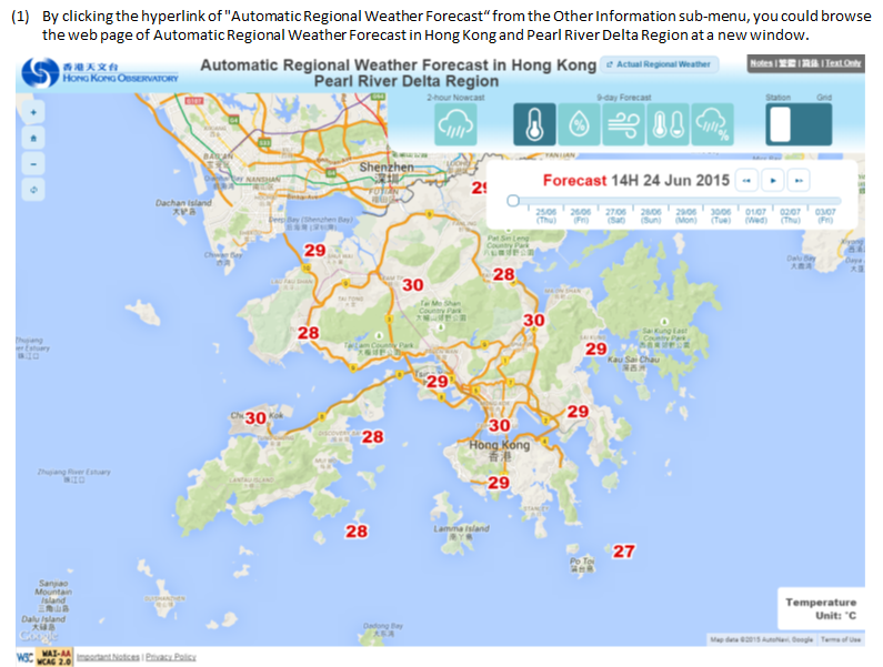 User Guide to the Regional Weather in Hong Kong (Geographic Information